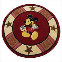 Mickey Mouse Round Living Room Carpet - Vibrant Center Print With Star Border | Easy To Clean, Fun Design For Home Décor