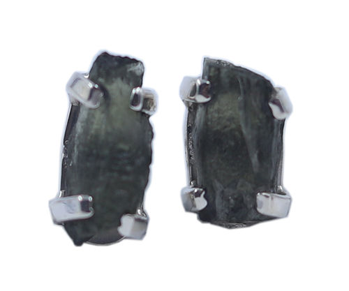 Charming Moldavite Stone 925 Silver Stud Earring