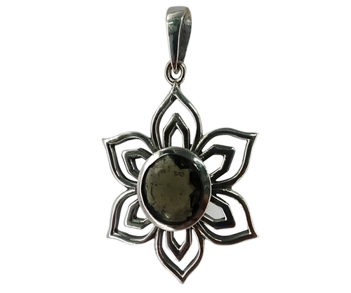 Floral Design Moldavite 925 Silver Gemstone Pendant Weight: 6.8 Gms Grams (G)