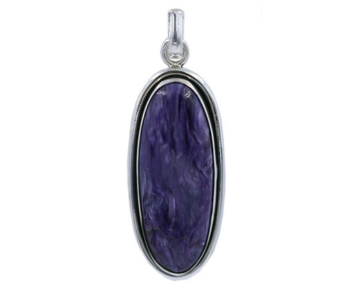 Purple Charoite 925 Silver Gemstone Pendant