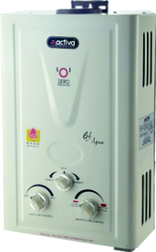 White Activa Aqua Lpg Water Heater Geyser (6Ltr.)