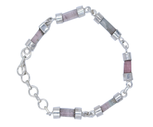 Tourmaline Stone Chained 925 Silver Bracelet