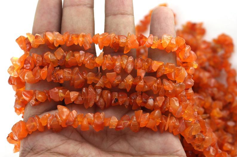 Natural Carnelian Uncut Chips Beads, Carnelian Chips Beads, 36 Inches Strand