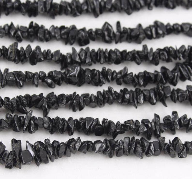 30% off sale Black Tourmaline Uncut Chips Beads, Black Tourmaline Chips Beads, 36 Inches Strand