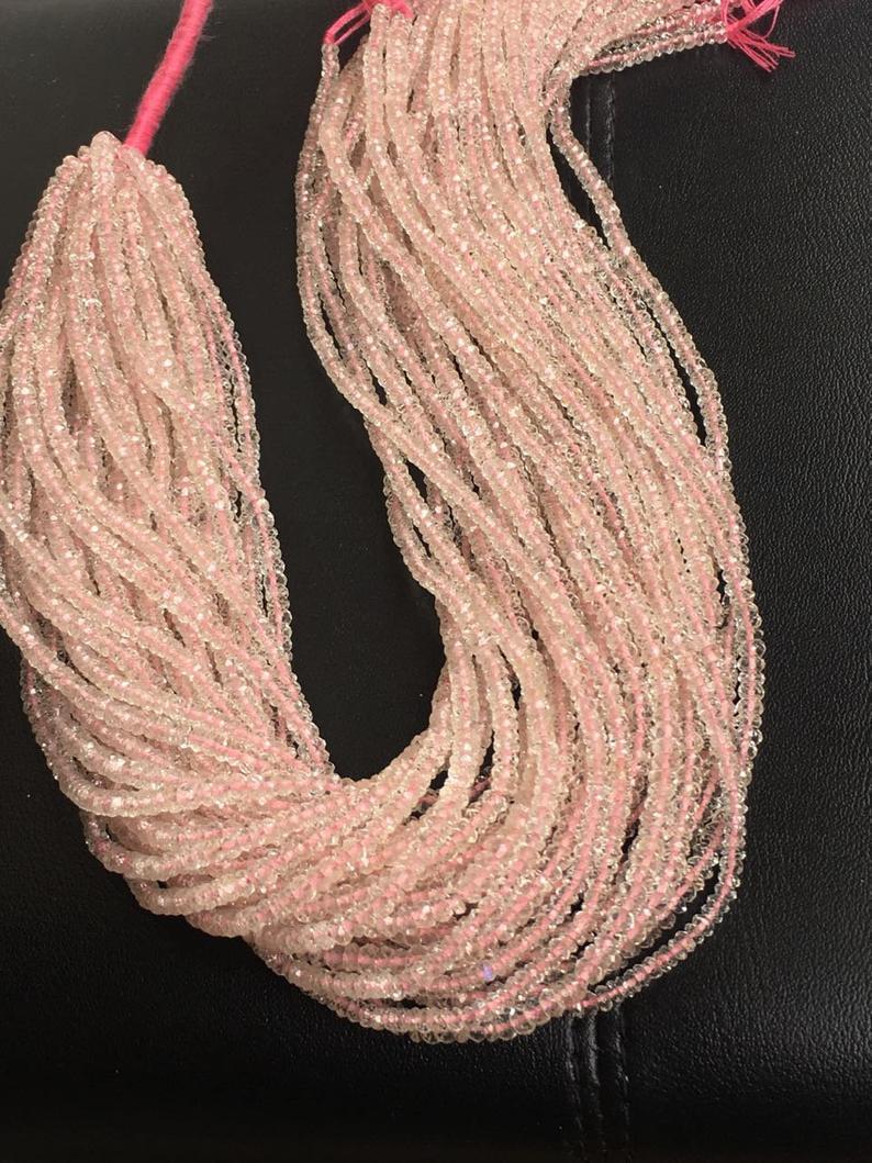 13 inches Gorgeous AAA natural morganite micro faceted beads strand,3-3.5mm