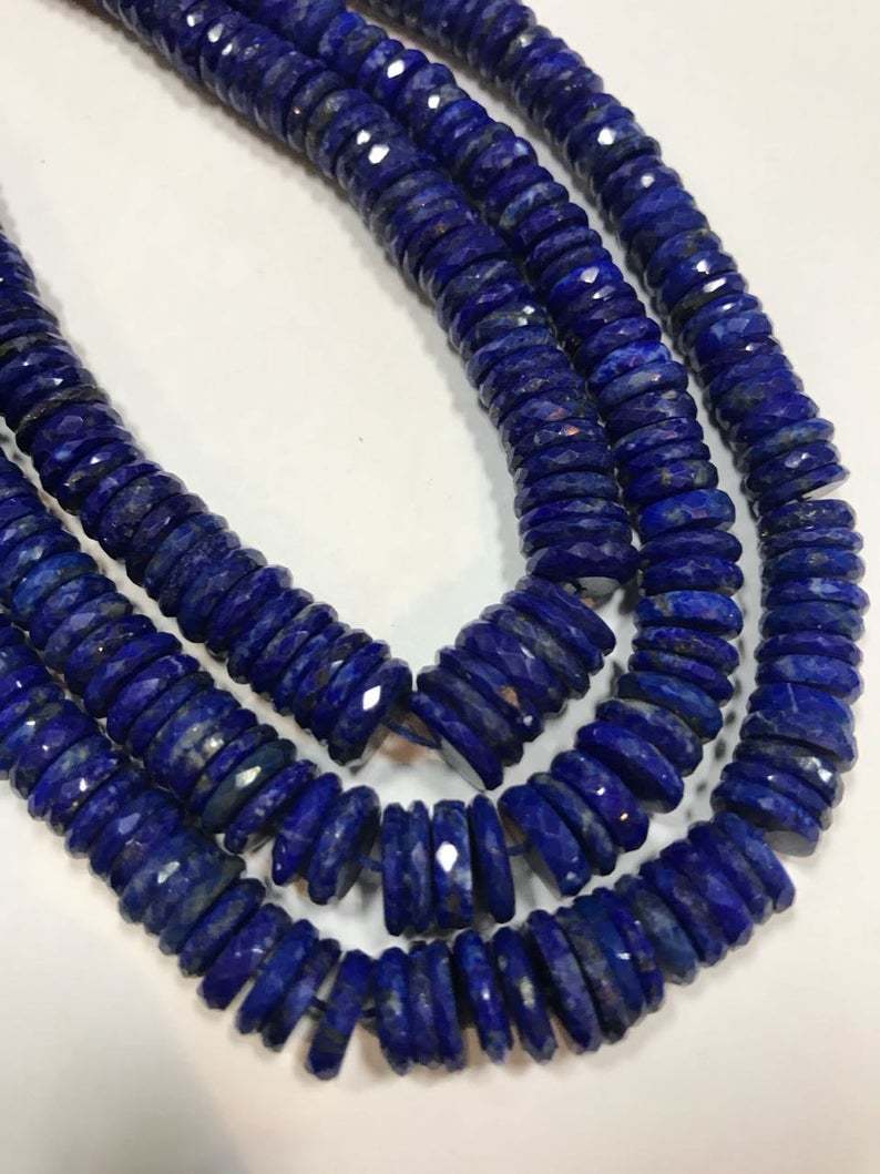16 inches Finest natural lapis heishi tyre faceted beads,lapis heishi disc beads,6-10mm graduated