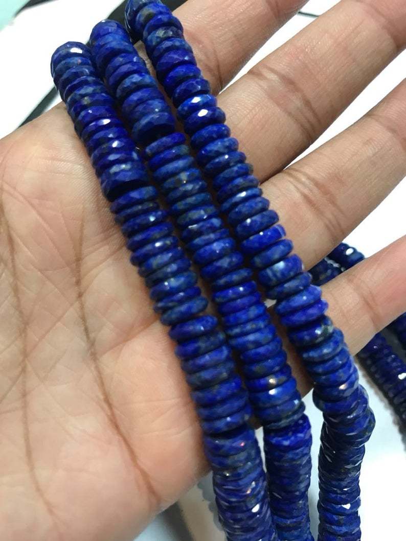 16 inches Finest natural lapis heishi tyre faceted beads,lapis heishi disc beads,6-10mm graduated