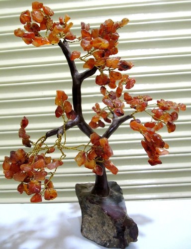Orange Harmonize Carnelian Stone Healing Stone Tree Spritual Table Decor Office Gift 6-7 Inches Long.