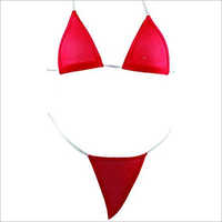 Ladies Swimwear Bikini - Cotton And Silk Blend, Available In All Sizes, Vibrant Red, Plain Design For Women