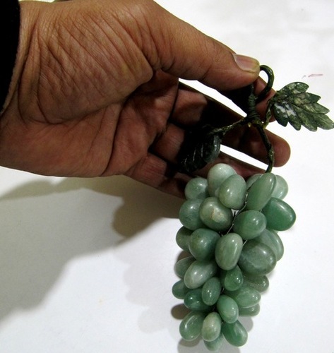 Green Natural Amazonite Stones Grapes Cluster Fake Fruits Home House Kitchen Decor Approx 4 Inches