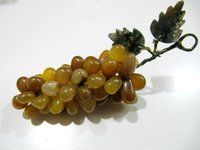 Natural Yellow Jade Stones Grapes Cluster Fake Fruits Decoration Approx 4 inches