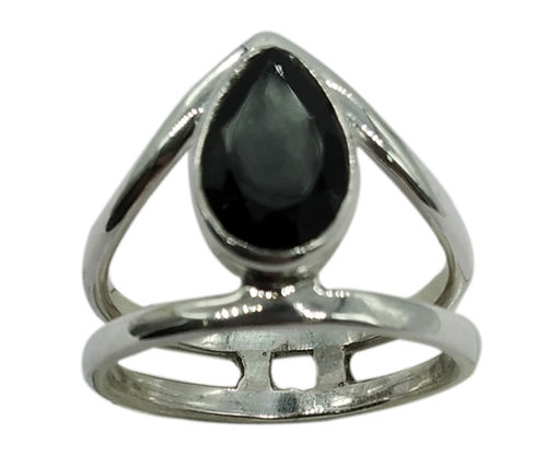 Pear Wonderful Black Onyx 925 Silver Gemstone Ring