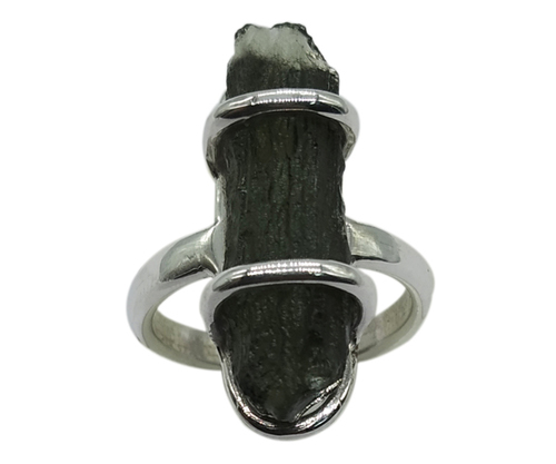 Certified Moldavite Stone 925 Silver Ring