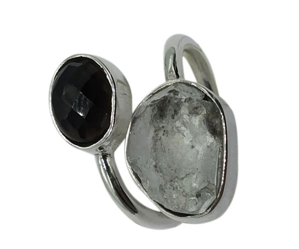 Chintamani & Petalite Stone 925 Silver Ring