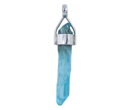 Fancy Aqua Aura Stone 925 Silver Pendant