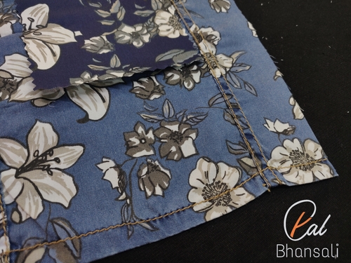PAL by Bhanshali Indigo Floral Printed Shirting Fabric