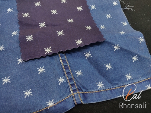 PAL by Bhansali Denim Printed Shirting Fabric - 100% Cotton Material, Printed Dobby Style, Optimal for Textile Industry Usage | Versatile and Durable Texture
