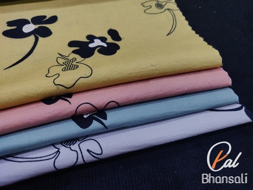 Oxford Lycra Printed Shirting Fabric - 100% Cotton Dobby Weave, Textured and Printed for Garment Use