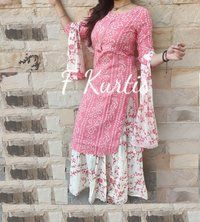 Rayon Kurti Palazzo with Duptta Set