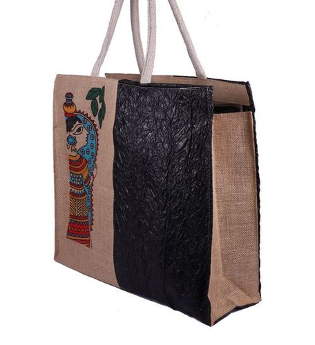 Traditional Print Jute Hand Bag - Jute Material | Ideal for Advertising Gifts Promotions and Shopping Activities