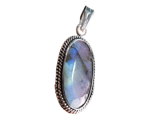 Blue Cool Labradorite 925 Silver Gemstone Pendant