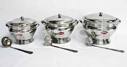 As Per Requirement Soup Toureen Dish With Tubular Handle & Cover