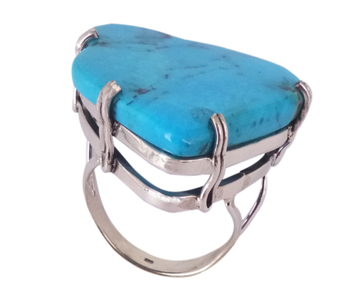 Blue Turquoise 925 Silver Gemstone Ring