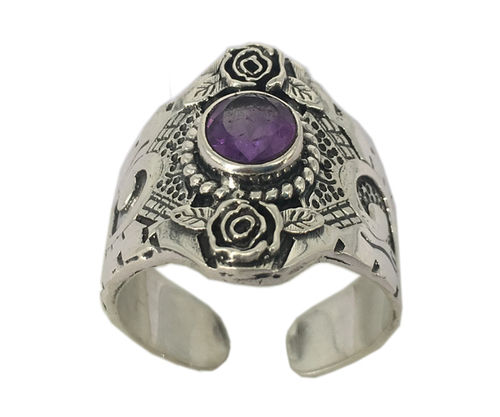 Designer Amethyst Stone 925 Silver Ring