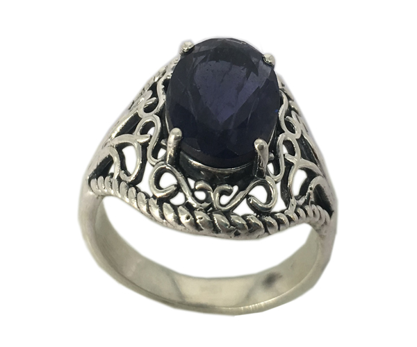 Unique Design Blue Sapphire Stone 925 Silver Ring