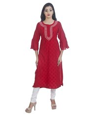 Partywear Cotton Lucknowi Chikan Kurti