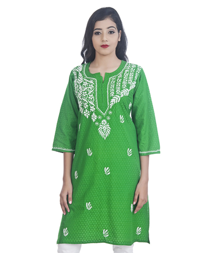 Pure Soft Cotton Lucknowi Chikankari Straight Kurti