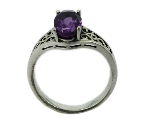 Round Exciting Amethyst Stone 925 Silver Ring