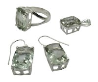 Green Amethyst Stone 925 Silver Jewelry Set