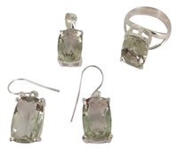 Green Amethyst Stone 925 Silver Jewelry Set