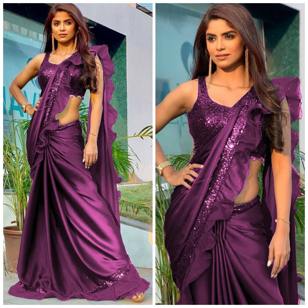 Ruffle designer saree