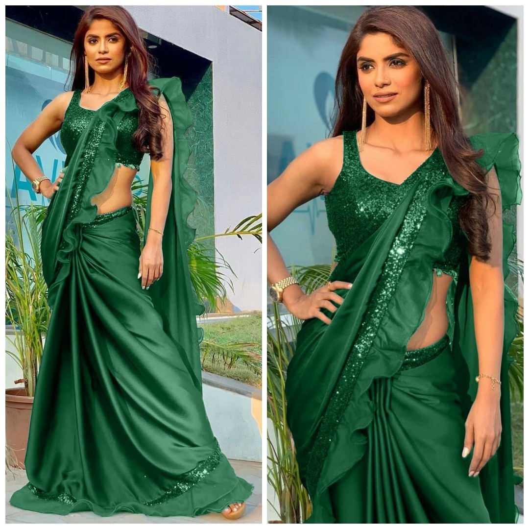 Ruffle designer saree
