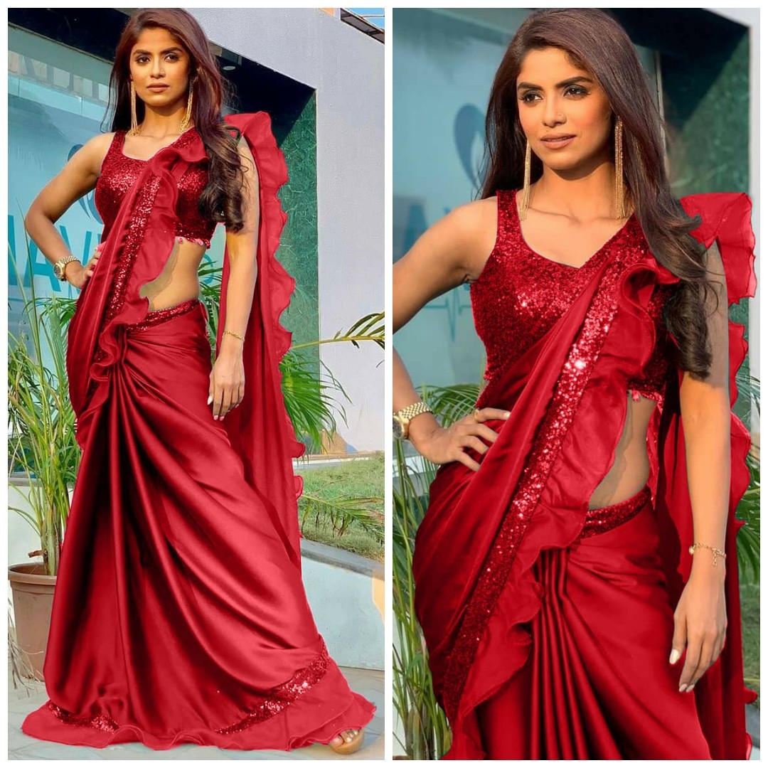 Ruffle designer saree