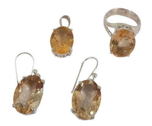 Oval Fantastic Citrine 925 Silver Gemstone Jewelry Set