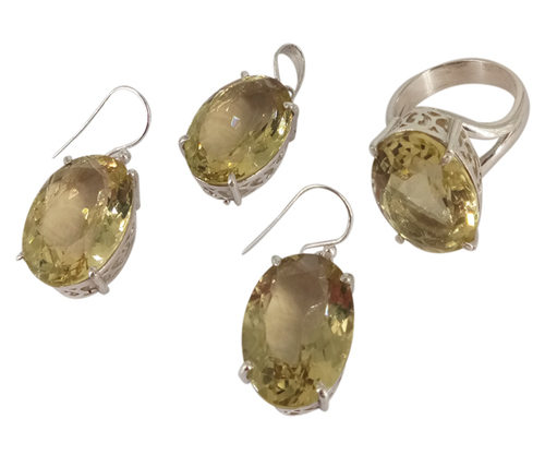 Perfect Citrine 925 Silver Gemstone Jewelry Set