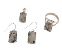 Feminine Black Rutile 925 Silver Gemstone Jewelry Set