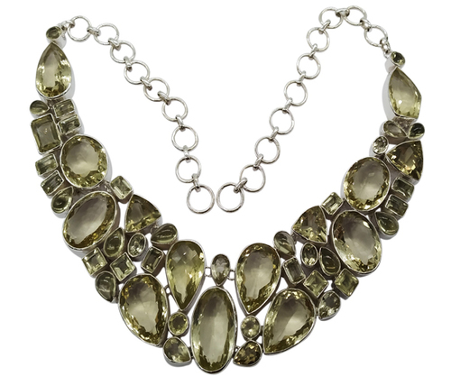 Green Amethyst 925 Silver Gemstone Necklace