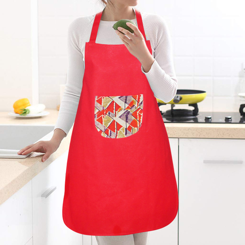 Red Apron Made In Cotton Fabric