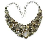 Yellow Charming Citrine Stone 925 Silver Necklace