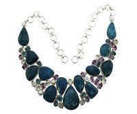 Expensive Multi Color 925 Silver Gemstone Necklace