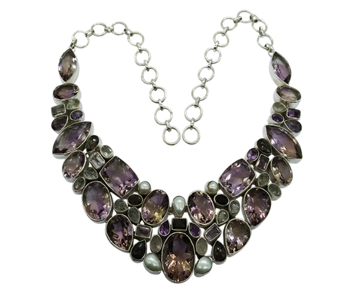 Awesome Multi Color 925 Silver Gemstone Necklace