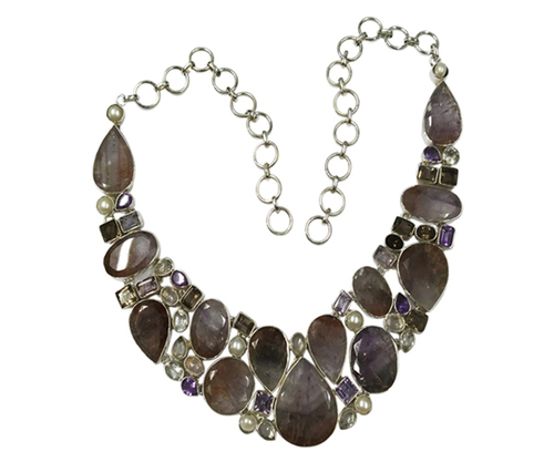 Artisan Multi Color 925 Silver Gemstone necklace