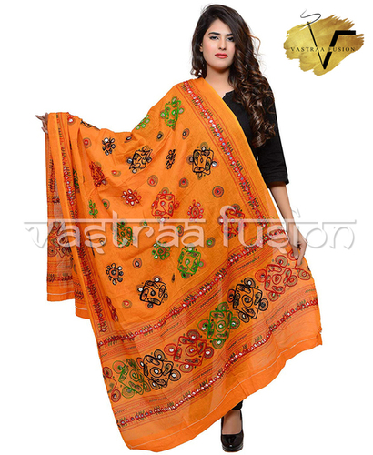 Ladies Cotton Embroidered Chakachak Aari Kutch Dupatta