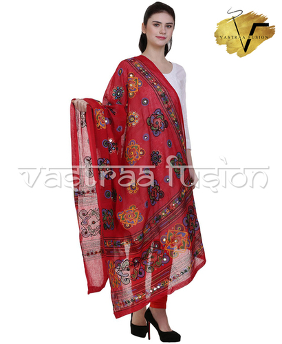 Ladies Cotton Embroidered Chakachak Aari Kutch Dupatta