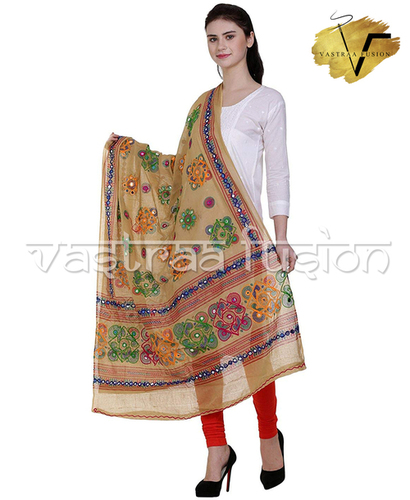 Ladies Cotton Embroidered Chakachak Aari Kutch Dupatta