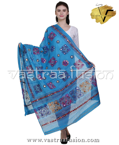 Ladies Cotton Embroidered Chakachak Aari Kutch Dupatta